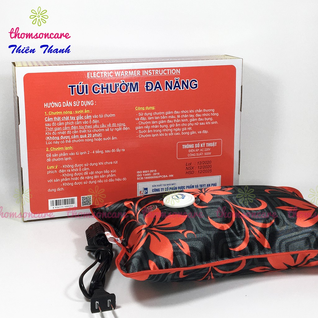 Túi sưởi cắm điện Thiên Thanh, đa năng size to KT 35x24 cm, chườm ấm chân tay mùa đông, giữ nhiệt, giảm đau bụng kinh