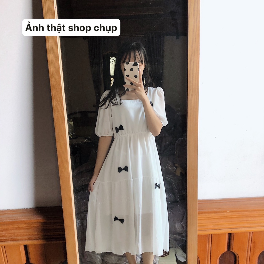 Đầm trắng tiểu thơ xinh xắn 2 lớp   HOT TREND    Váy baby doll dáng dài cổ vuông siêu xinh cho nàng - V1 | BigBuy360 - bigbuy360.vn