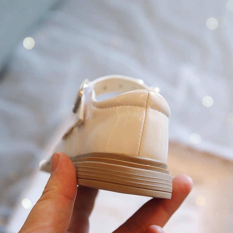 Giày búp bê cho bé Giày bé gái da đế mềm phối bèo nhún đính hạt giả ngọc phong cách vintage [GG13]