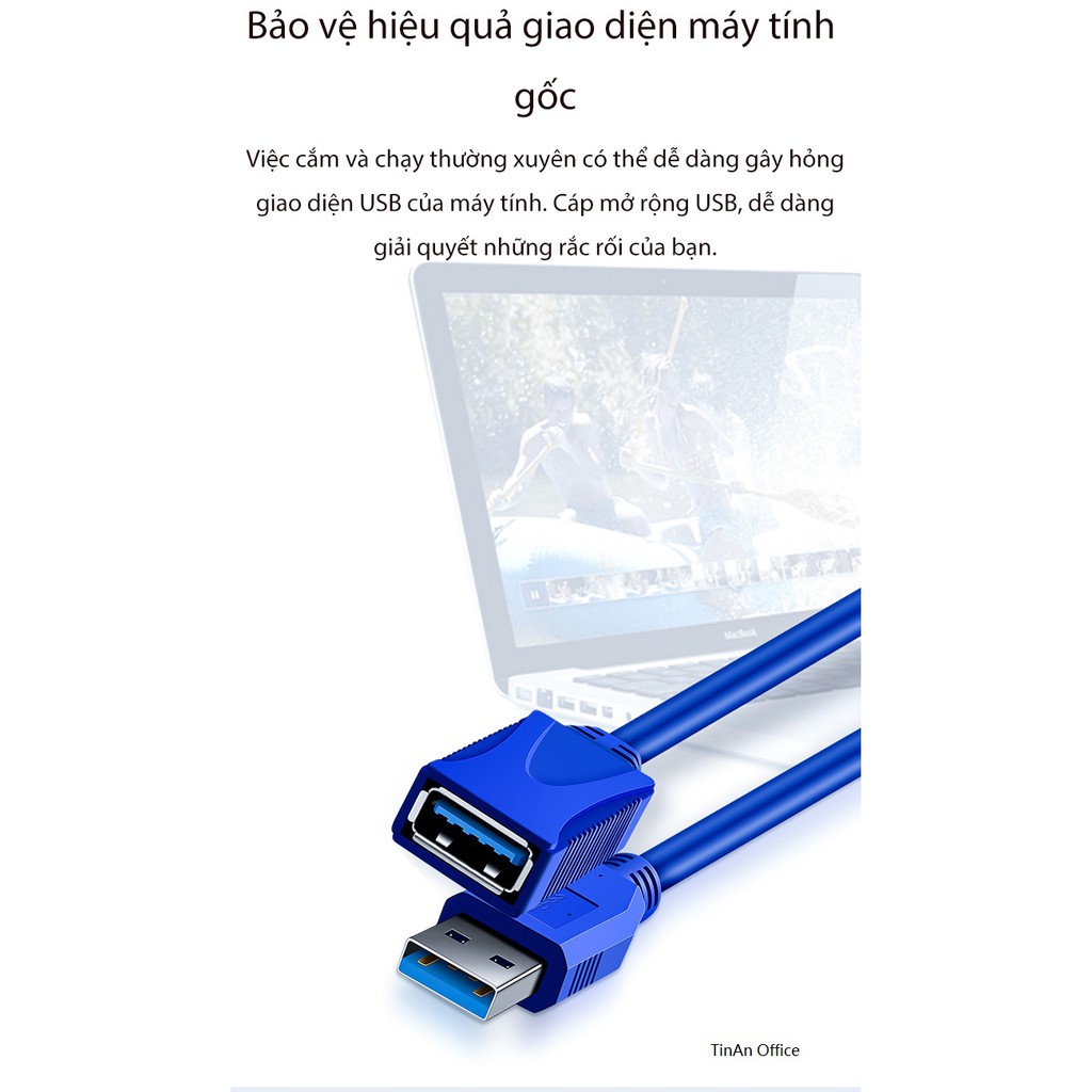 Dây nối dài USB 3.0, dài từ 2-3m . Lõi đồng dẫn điện tốt, có lớp bọc bảo vệ chống nhiễu