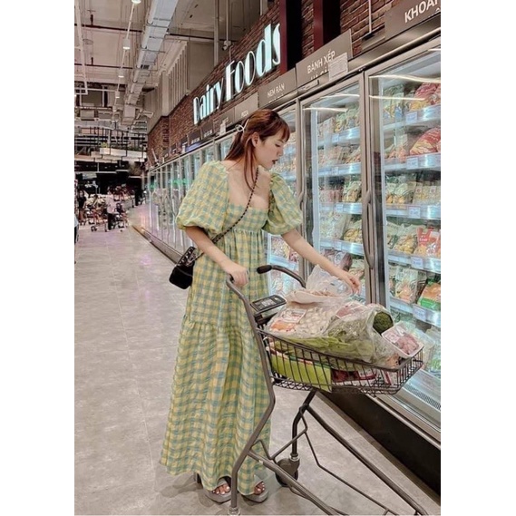 Váy caro xanh Zara code 4688/314 auth new full tag size M L