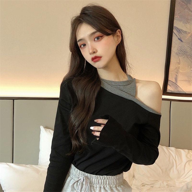 SUXI Áo Thun Tay Dài Dáng Rộng Thiết Kế Độc Đáo Thời Trang Mùa Thu Cho Nữ