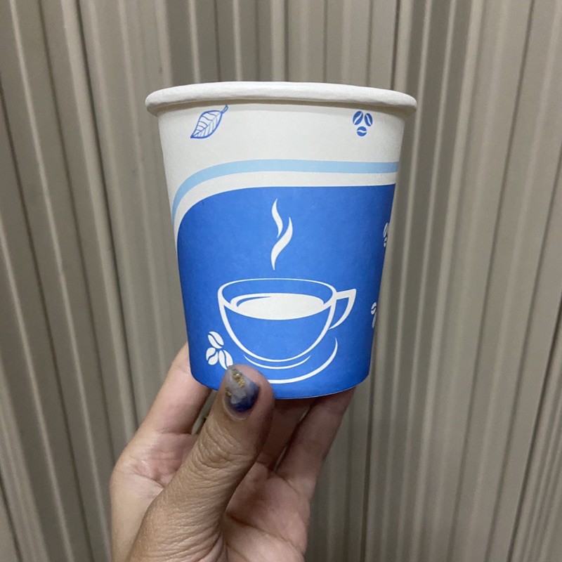 50 ly giấy 240ml ~ 8oz nắp đen phong cách Hàn Quốc New Day Mocha hình trắng đen nâu xanh dùng 1 lần - Paper cup