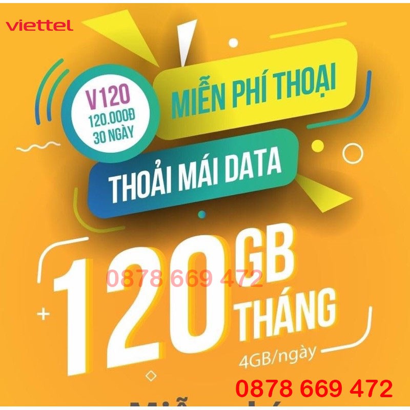 Sim 4G Viettel V120 2Gb/Ngày Giá Rẻ Đầu Số 03 092 05 09 08 60Gb/Tháng 365 Ngày