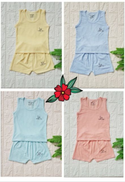 Bộ ba lỗ ( sát nách ) cotton xuất dư cho bé 4 đến 12kg