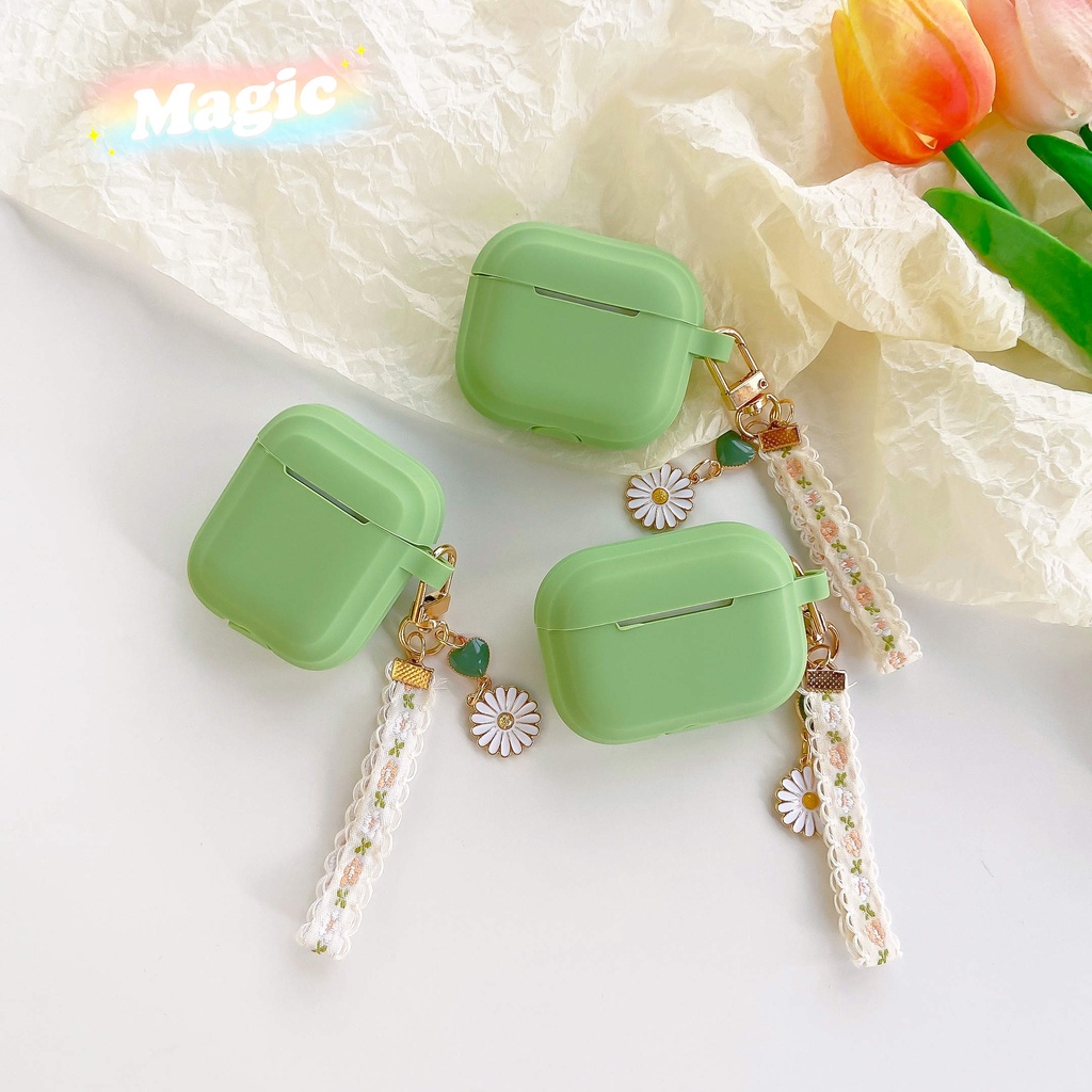 Vỏ Bảo Vệ Hộp Sạc Tai Nghe AirPods3 AirPods3 Pro 2Gen Họa Tiết Hoa Cúc Màu Xanh Matcha Thời Trang 2021 Ốp