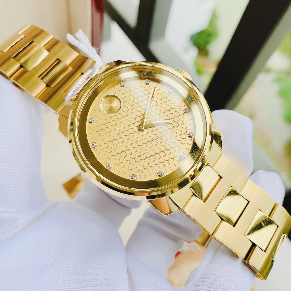 Đồng hồ nam chính hãng Movado Bold Yellow Gold Diamond Dial Men watch 3600374 - Máy quartz pin - Kính Sapphire