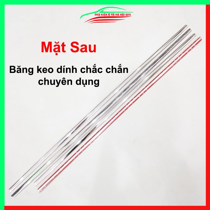 Bộ nẹp viền chân kính cong kính Kia Soluto 2019-2023 Inox sáng bóng chuẩn form xe