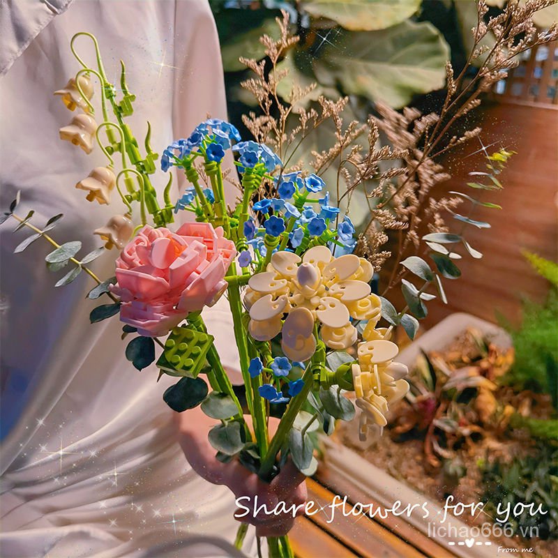 Bộ Đồ Chơi Lắp Ráp lego Hình Bó Hoa Hồng Nhỏ Thích Hợp Làm Quà Tặng Cho Bé Gái