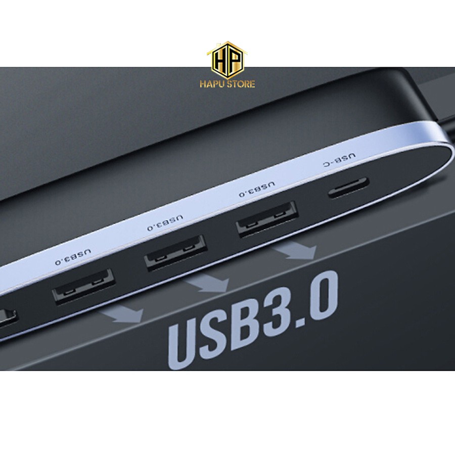 Hub đa năng USB-C to HDMI + Hub USB 3.0 + sạc Type C Ugreen 50990 cao cấp - Hapustore