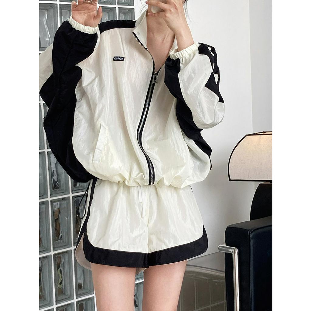 Set Áo Khoác Chống Nắng + Quần Short Ống Rộng Màu Sắc Thời Trang Mùa Hè Cho Nữ