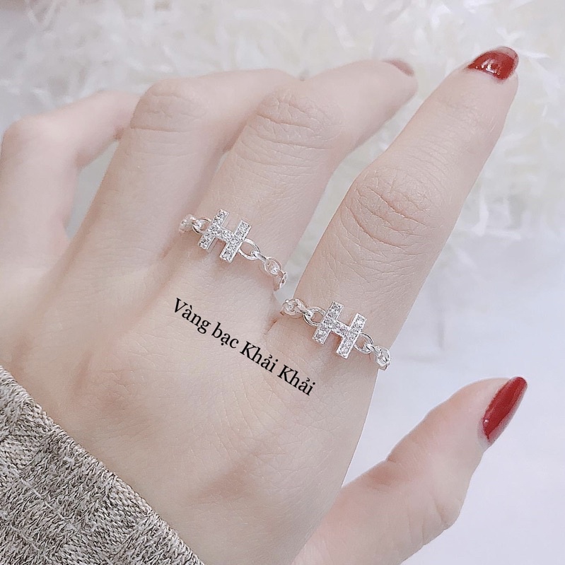 Nhẫn nữ Bạc ta đính đá sáng bóng , hot , giá rẻ - Vàng Bạc Khải Khải