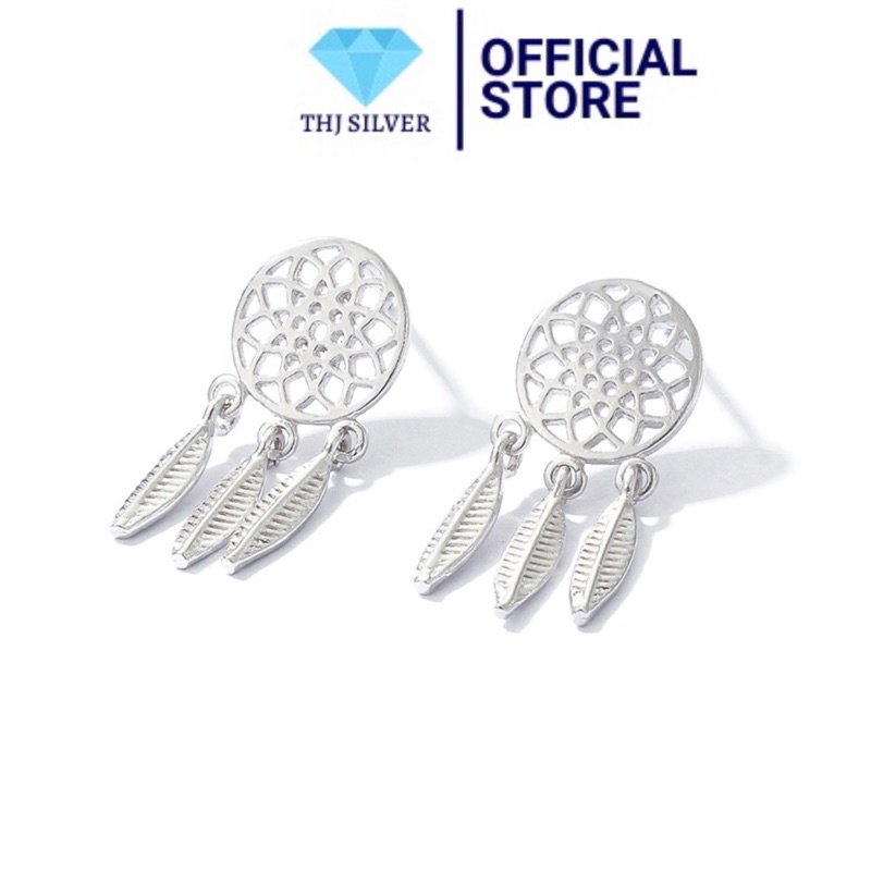 Bông tai nữ bạc ta THJ-Bông tai nữ dream catcher nữ tính chuẩn bạc ta