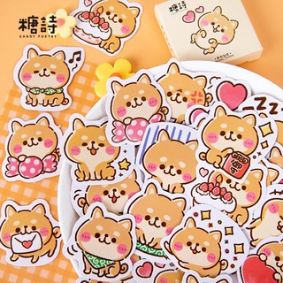Combo hộp sticker hình chó Shiba đáng yêu 45 miếng