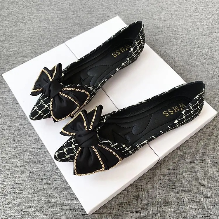 Giày Búp Bê Mũi Nhọn Đế Mềm Đính Nơ Thời Trang Mùa Thu 2022 Cho Nữ