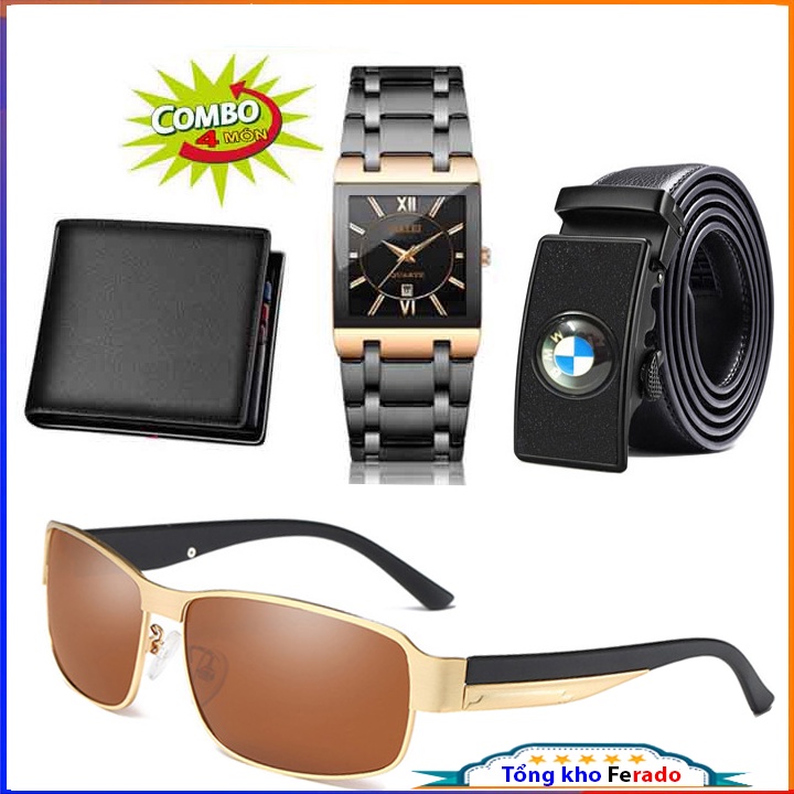 Đồng hồ nam Sandas tặng đồng hồ, ví da kèm dây lưng nam thời trang