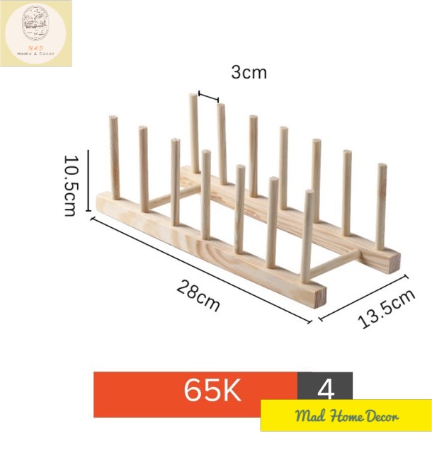 Giá úp, Kệ để cốc chén, đĩa, vung nồi bằng gỗ kháng khuẩn an toàn tuyệt đối