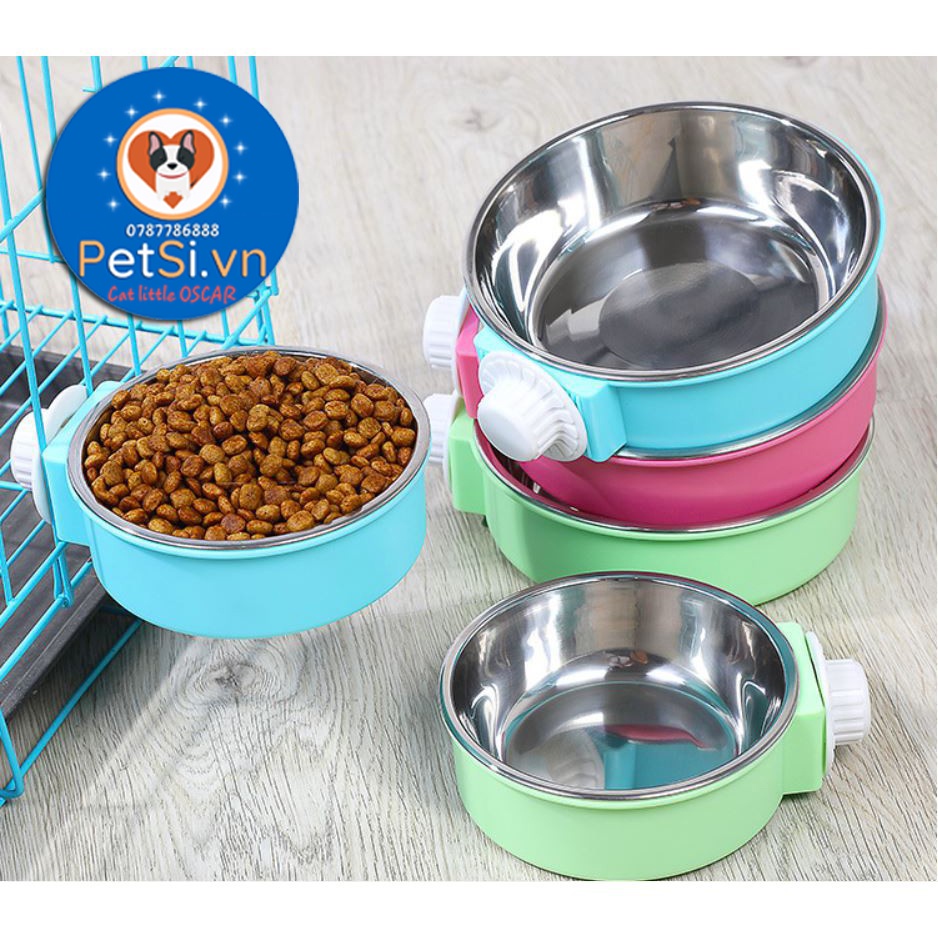 [Mã 252FMCGSALE giảm 8% tối đa 100k đơn 500K] Bát ăn gắn chuồng cho chó mèo hình tròn