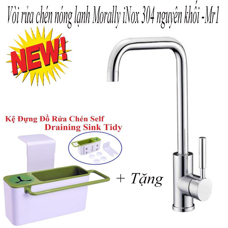 vòi nước rửa bát, vòi nước nóng lạnh gắn chậu rửa -Vòi rửa chén nóng lạnh Morally iNox 304 nguyên khối