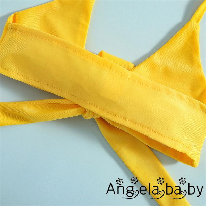 Set Đồ Tắm Xinh Xắn Dành Cho Bé Gái Bikini hai dây bơi cho bé + Quần đùi, Quần áo mùa hè thắt nơ họa tiết hoa hướng dương