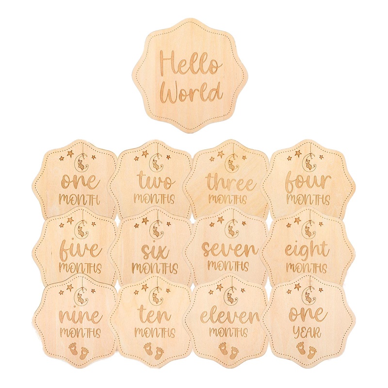 Bộ 13 Thẻ Đánh Dấu Cột Mọc Răng Hai Mặt In Họa Tiết Xinh Xắn Cho Bé