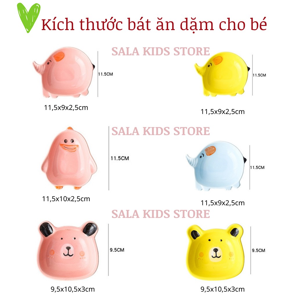 Bát Sứ Ăn Dặm Kiểu Nhật Cho Bé Bộ Chén Ăn Dặm Gốm Sứ Hình Con Vật Cute SALA KIDS