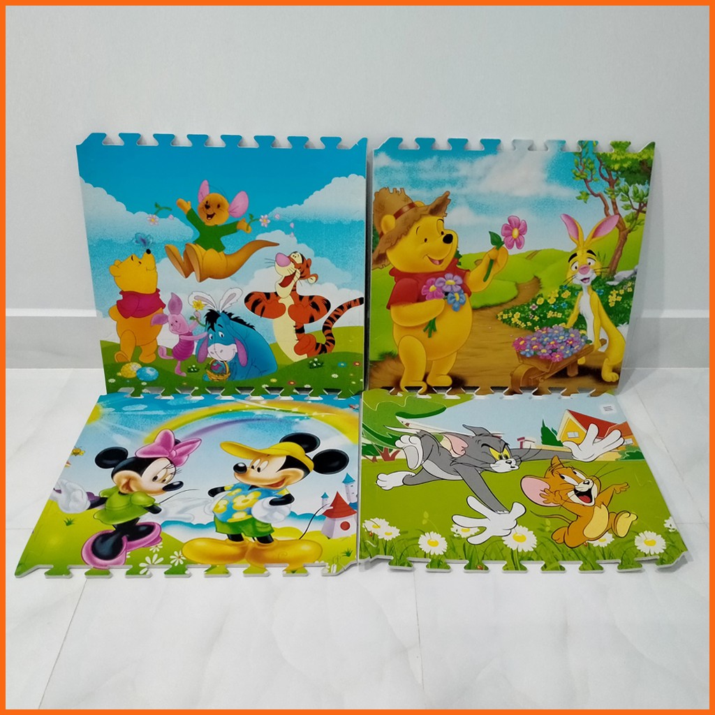 Thảm chơi cho bé hình Hoạt Hình Disney (bộ 4 tấm)- Kích thước mỗi tấm 60x60x1cm- Hàng Việt Nam- Mẹ Tròn Store