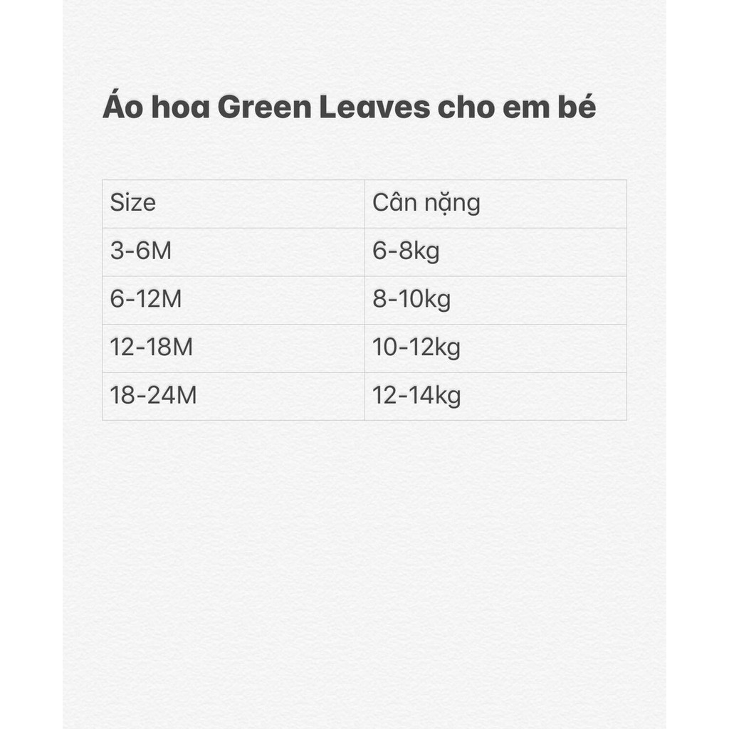 Áo bé gái hoa chun cổ và tay Green Leave. HA0169 (3 màu)