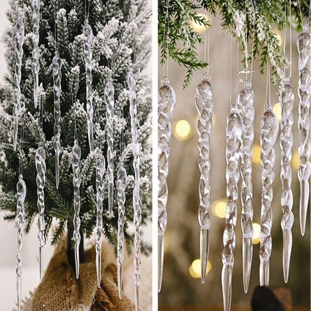 Set 5 / 12 Viên Băng Giả Bằng Nhựa Dùng Để Trang Trí Giáng Sinh / Năm Mới