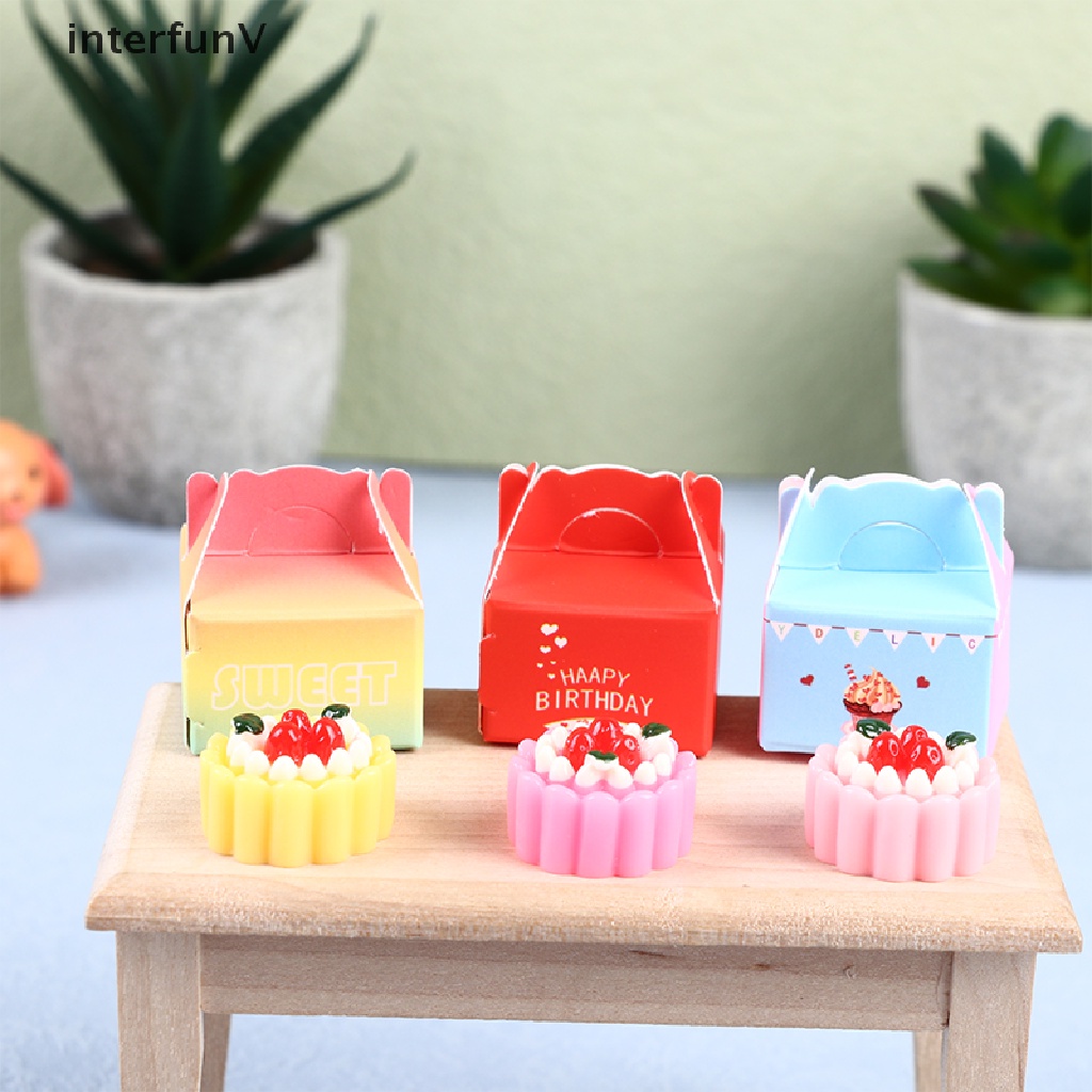 [InterfunV] 1 Bộ Bánh Trái Cây Trang Trí Nhà Búp Bê 1: 12 Có Hộp Đựng