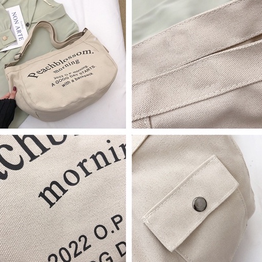 Túi tote đeo chéo đeo vai vải canvas giá rẻ đi học đi chơi unisex phong cách ullzang