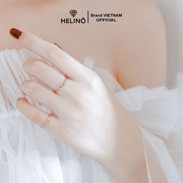 Nhẫn bạc nữ HELINO viền thoi Midi Diamond Ring N07