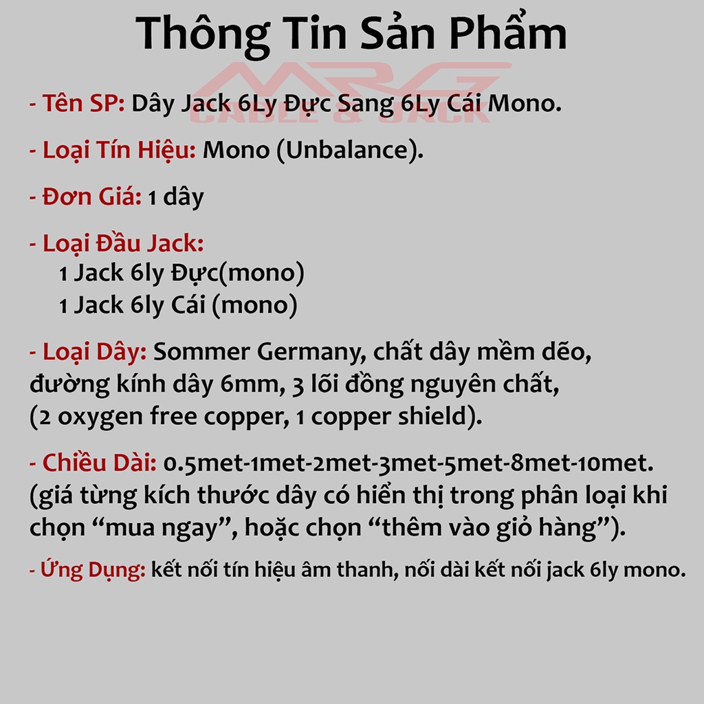 Dây 6 Ly Nối Dài , 0.5met-1met-2met-3met-5met-8met-10met, đơn giá 1 dây.