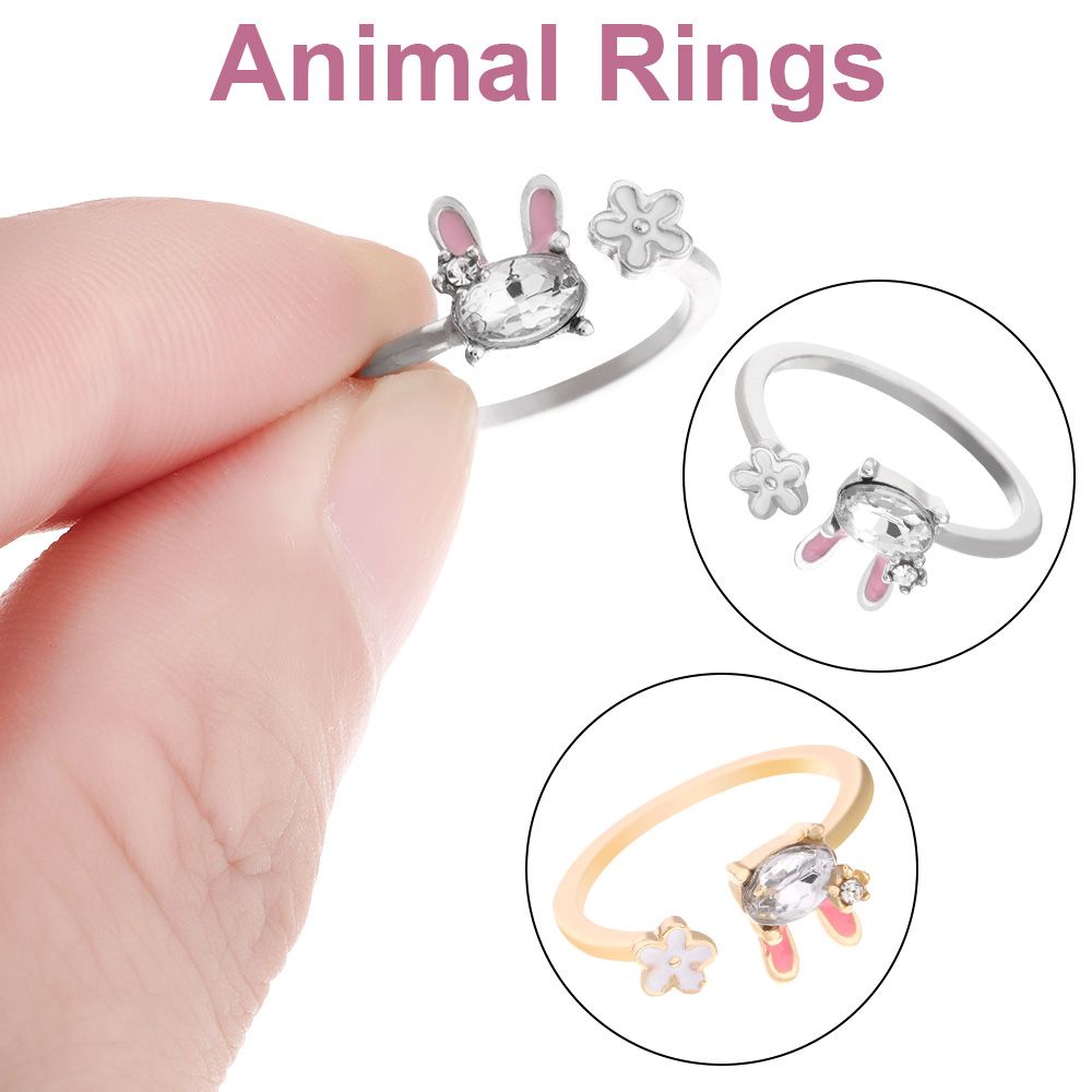 Nhẫn Hở Hình Thỏ Dễ Thương Nhiều Màu Tùy Chỉnh Thời Trang Cho Nữ