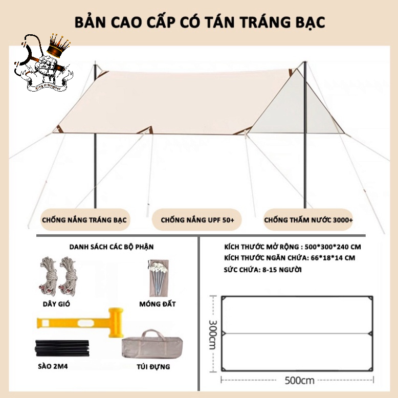 Tấm tăng lều tank bạt che nắng chống mưa, bạt lót cắm trại du lịch dã ngoại dày rộng, màu săc mát mẻ - DCP20