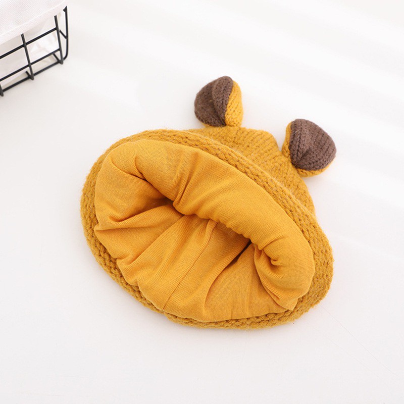 Mũ beanie dệt kim mềm co giãn tai thỏ màu kẹo dễ thương thời trang mùa đông cho bé 0-1 tuổi