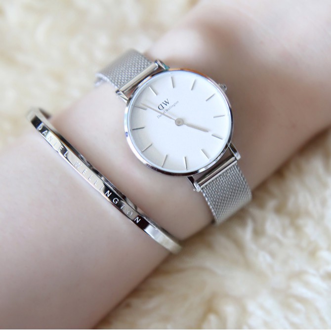 Đồng Hồ Nữ Daniel Wellington Classic Petite Sterling White & Vòng Tay DW Cuff Chính Hãng - OtisWatch