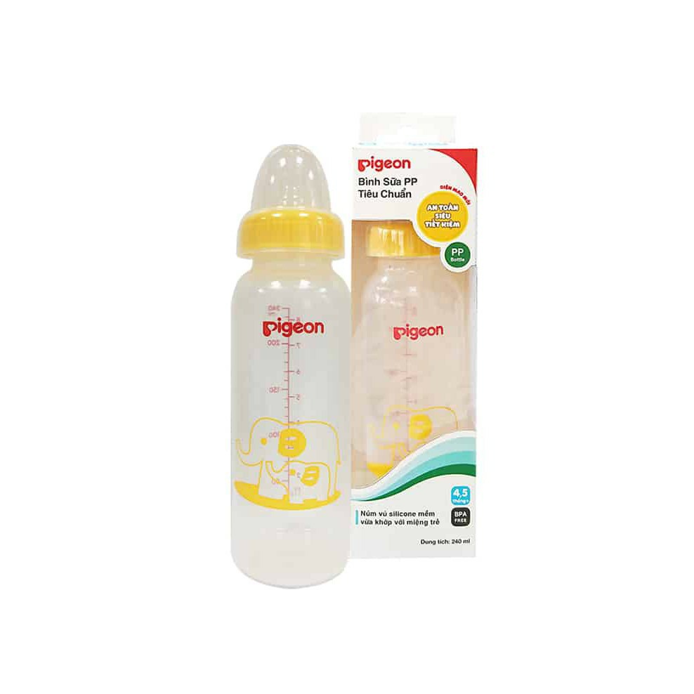 Bình sữa cổ hẹp Pigeon PP tiêu chuẩn voi 240ml