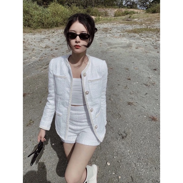 WHITELAZZ | Set áo blazer quần shorts - Daisy Tweed Set
