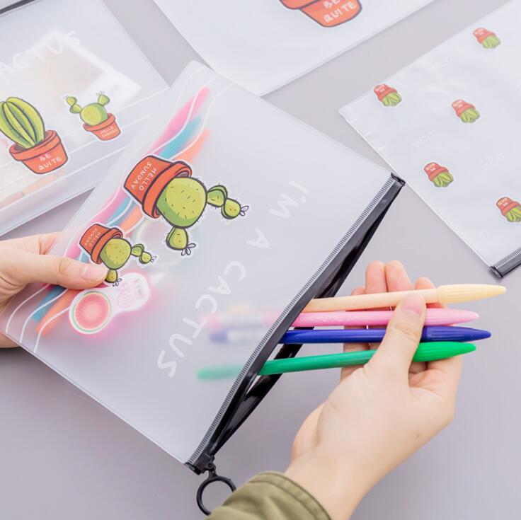 Túi Đựng Bút In Hình Cây Xương Rồng Dễ Thương