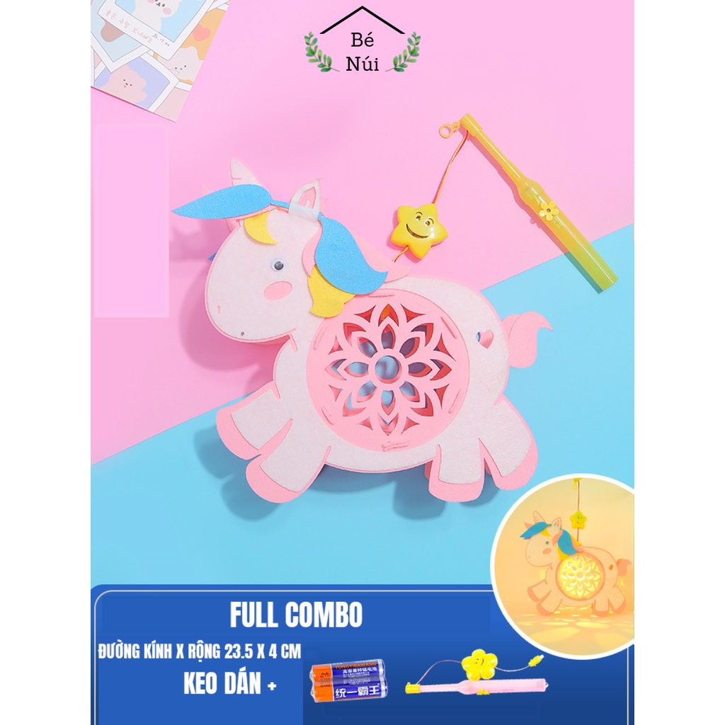 Đèn lồng trang trí trung thu cho bé phát sáng có tiếng nhạc nhấp nháy tự lắp dán nhiều hình đáng yêu Decor D2 Bé Núi