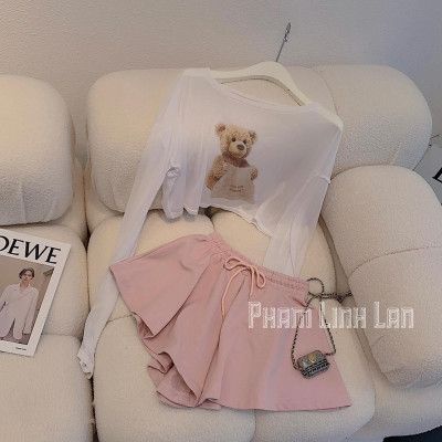 Sét bộ gấu 3D bánh bèo tiểu thư xinh