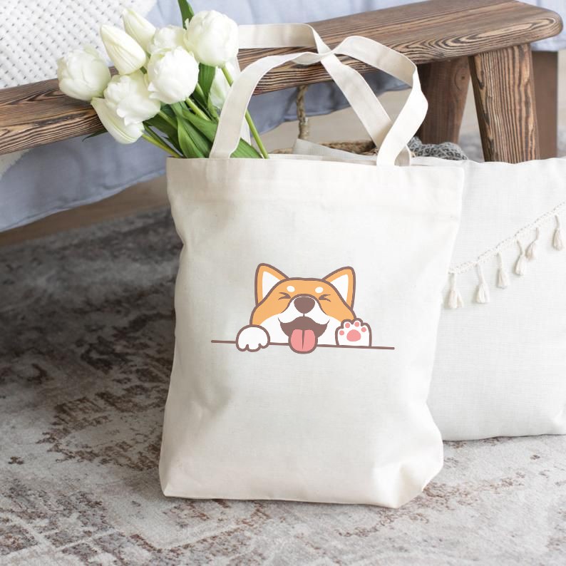 [Có dây kéo] Túi vải Canvas bag Tote Hàn Quốc họa tiết đẹp dễ thương cho nữ có túi nhỏ khóa đựng laptop đi chơi du lịch