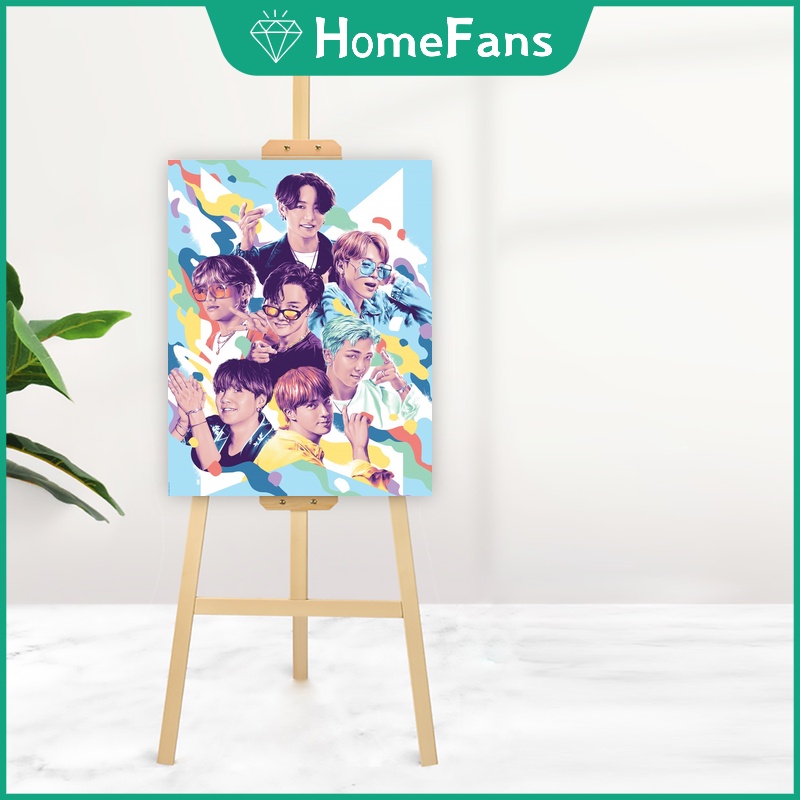 Bộ tranh sơn dầu 40X50cm tự làm hình thành viên nhóm nhạc bts