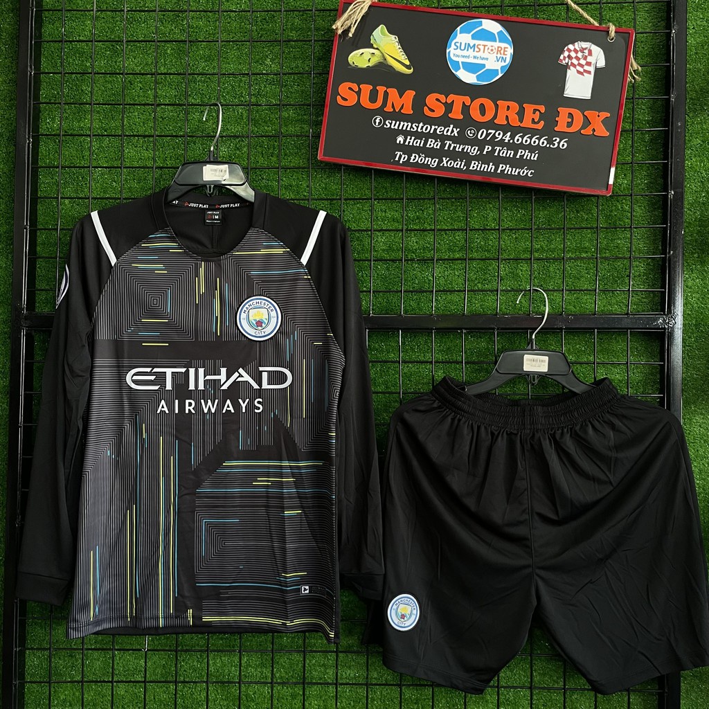 ☏▪✹Quần Áo Đá Bóng Dài Tay CLB Man City Thủ Môn 2021-2022_Mẫu Đấu Hot, Giá Tốt