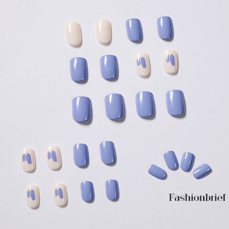 Set 24 móng tay giả màu tím xinh xắn