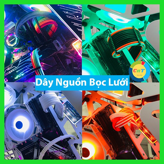 Dây nguồn bọc lưới nối dài 24Pin- 8Pin-6Pin 4Pin lõi 18AWG (mix màu theo yêu cầu)