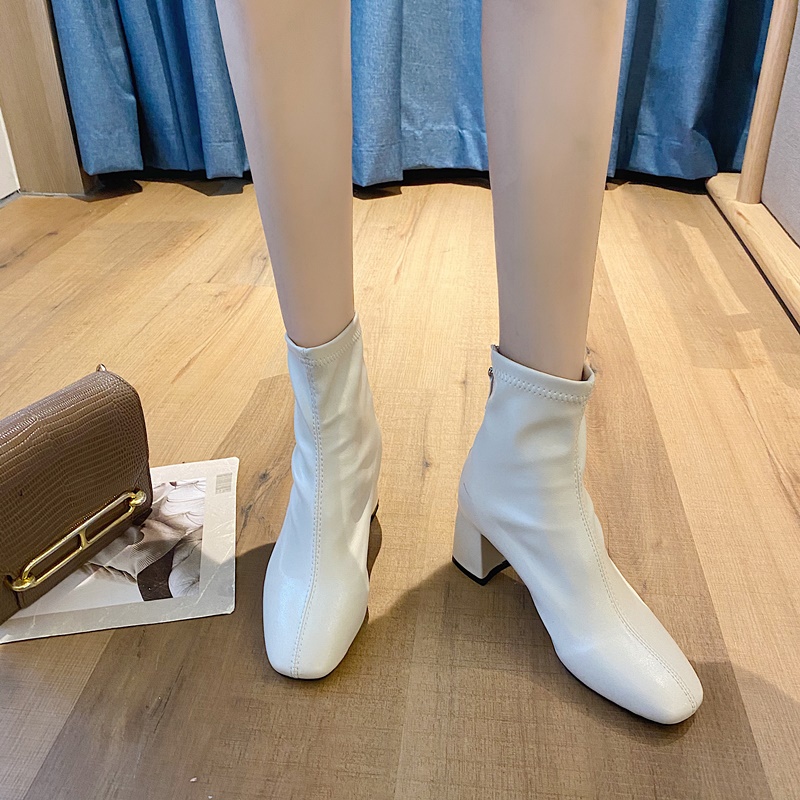 White Boots Children 2020 New Winter Plus Velvet Head Net Red French Retro Back Zipper Thick With Short Boots High Heels