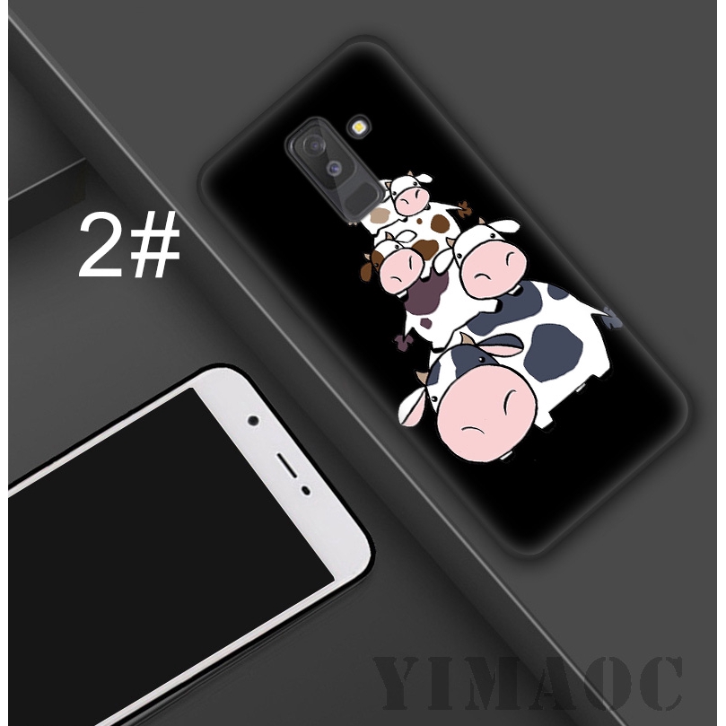 Ốp lưng hình bò sữa xinh xắn cho điện thoại Samsung Galaxy S9 S8 Plus S7 S6 Note 8 9