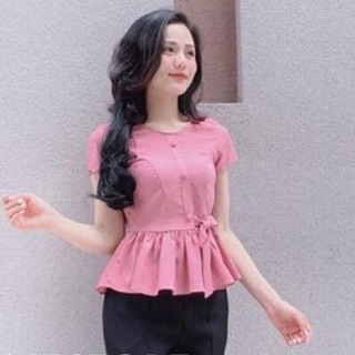Áo sơ mi đũi dáng peplum đuôi cá